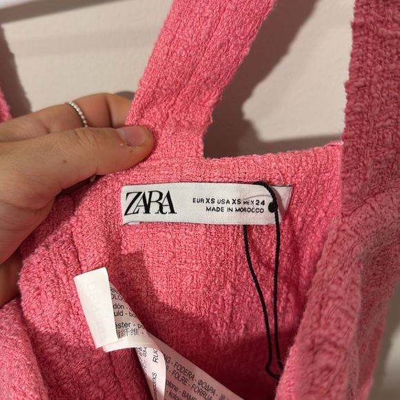 Zara Pink Bustier Tweed Crop Top - XS - Picture 4 of 4